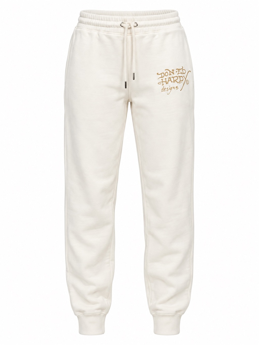 Ed Hardy Tiger Rose Graphic Jogger Sweatpants Cream Gold - Picture 2 of 7